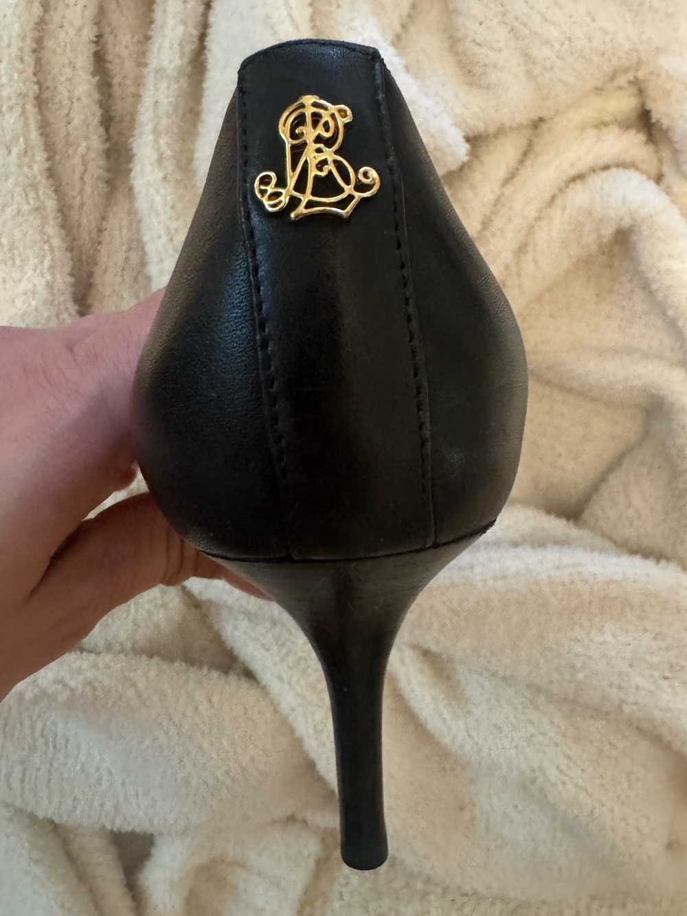 Ralph Lauren Black Leather Pointed Toe Heel